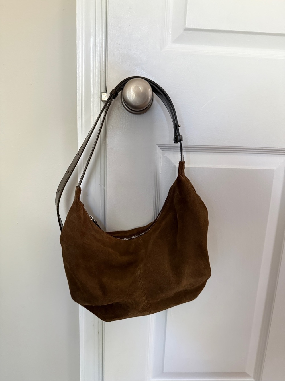 Nothing Written Brown Suede Hobo Shoulder Bag